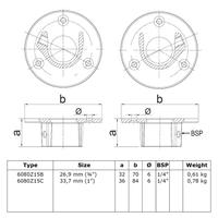 Doos Ronde voetplaat met inleg (set) - zwart-C / 33,7 mm (20 stuks)